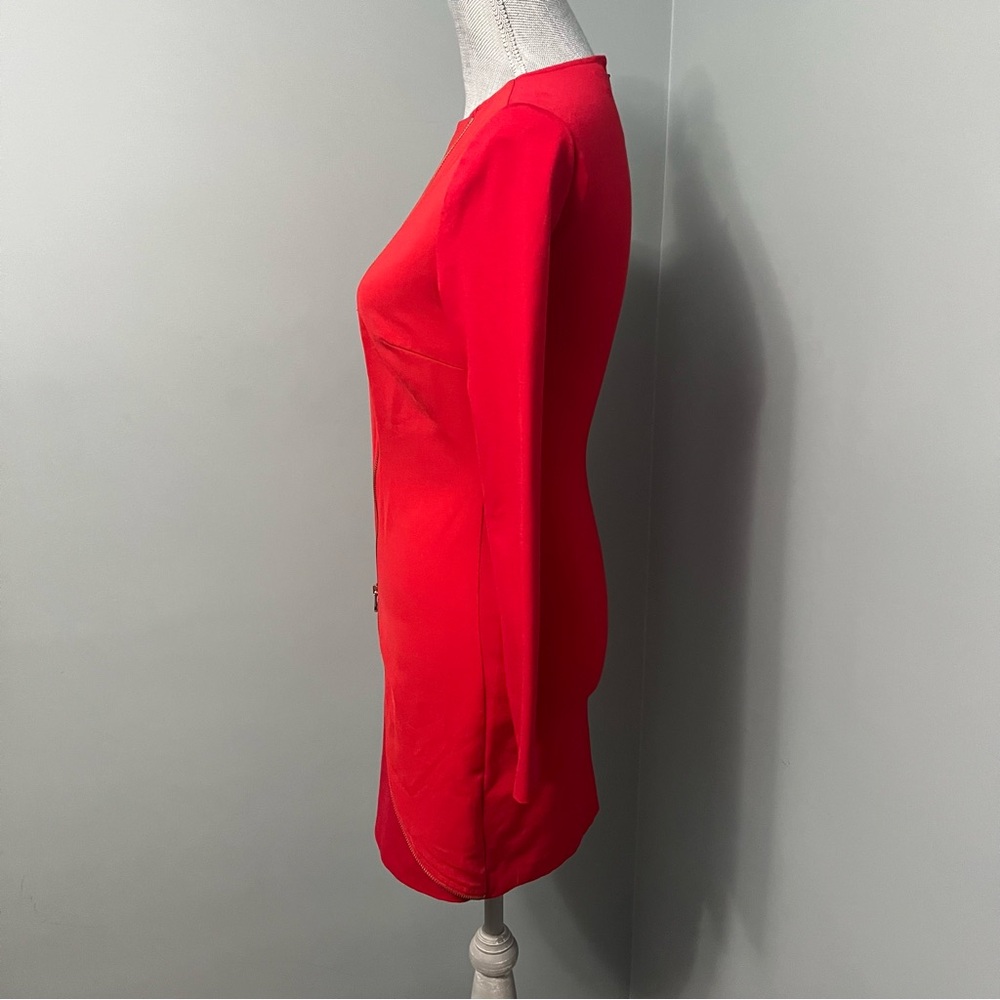 TED BAKER LONDON US size 2 Edlyn Red front Zipper draped mini cocktail dress - Picture 5 of 16